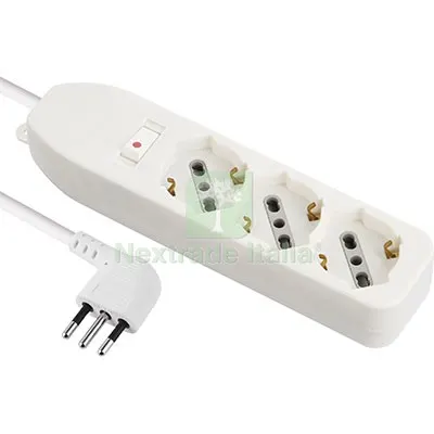 2PZ Multipresa Bipasso Schuko + Termico Electraline Bianco Posti 3 2P+T 10A N°xmmq 3X0,75 MT 1,5 — Interruttori e prese — rif. FERX.VIR7420359 2PZ Multipresa Bipasso Schuko + Termico Electraline Bianco Posti 3 2P+T 10A N°xmmq 3X0,75 MT 1,5 — Interruttori e prese — rif. FERX.VIR7420359