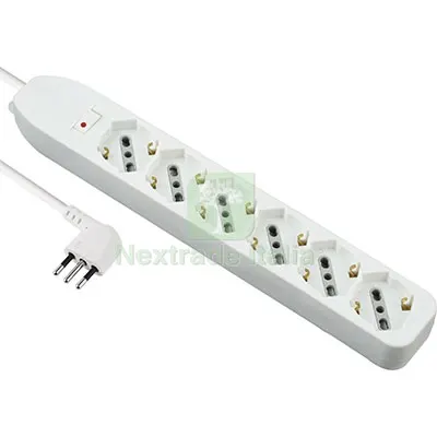 2PZ Multipresa Bipasso Schuko + Termico Electraline Bianco Posti 6 2P+T 10A N°xmmq 3X0,75 MT 1,5 — Interruttori e prese — rif. FERX.VIR7420361 2PZ Multipresa Bipasso Schuko + Termico Electraline Bianco Posti 6 2P+T 10A N°xmmq 3X0,75 MT 1,5 — Interruttori e prese — rif. FERX.VIR7420361