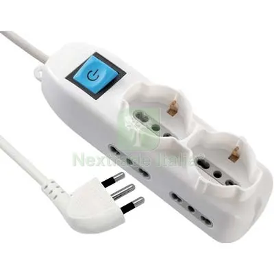 2PZ Multipresa Bipasso + Schuko + INT.LUM Electraline Bianco Posti 6 2P+T 16A N°xmmq 3X1,5 MT 1,5 — Interruttori e prese — rif. FERX.VIR7420365 2PZ Multipresa Bipasso + Schuko + INT.LUM Electraline Bianco Posti 6 2P+T 16A N°xmmq 3X1,5 MT 1,5 — Interruttori e prese — rif. FERX.VIR7420365