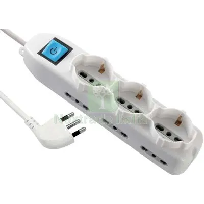 2PZ Multipresa Bipasso + Schuko + INT.LUM Electraline Bianco Posti 9 2P+T 16A N°xmmq 3X1,5 MT 1,5 — Interruttori e prese — rif. FERX.VIR7420366 2PZ Multipresa Bipasso + Schuko + INT.LUM Electraline Bianco Posti 9 2P+T 16A N°xmmq 3X1,5 MT 1,5 — Interruttori e prese — rif. FERX.VIR7420366