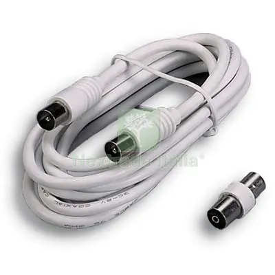 5PZ Prolunga Coassiale TV + Adattatore FME Spina Dritta + Presa Dritta MM 9,5 OHM 75 MT 2 — Interruttori e prese — rif. FERX.VIR7420505 5PZ Prolunga Coassiale TV + Adattatore FME Spina Dritta + Presa Dritta MM 9,5 OHM 75 MT 2 — Interruttori e prese — rif. FERX.VIR7420505