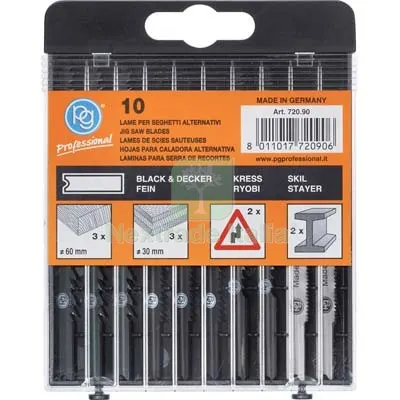 Lame Seghetto Alternativo ATT Black Deker 720.90PG LEGNO+FERRO MIX CF=PZ 10 — Smerigliatrici e seghe — rif. FERX.VIR7441380 Lame Seghetto Alternativo ATT Black Deker 720.90PG LEGNO+FERRO MIX CF=PZ 10 — Smerigliatrici e seghe — rif. FERX.VIR7441380