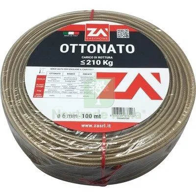 CAVETTO ACCIAIO OTTONATO TRASPARENTE MM 5,0 MT 100 KG 150 — Fili, cavetti e catene metalliche — rif. FERX.VIR7511203 CAVETTO ACCIAIO OTTONATO TRASPARENTE MM 5,0 MT 100 KG 150 — Fili, cavetti e catene metalliche — rif. FERX.VIR7511203