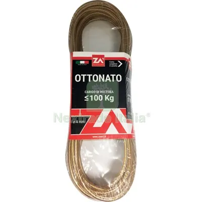 5PZ CAVETTO ACCIAIO OTTONATO TRASPARENTE MM 4,0 MT 20 KG 100 — Fili, cavetti e catene metalliche — rif. FERX.VIR7511209