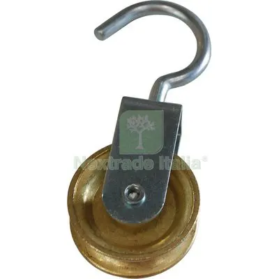 6PZ CARRUCOLA ZAMA OTTONATA + GANCIO WORKIT ZINCATO D.MM 60 — Lucchetti e catene — rif. FERX.VIR7531543 6PZ CARRUCOLA ZAMA OTTONATA + GANCIO WORKIT ZINCATO D.MM 60 — Lucchetti e catene — rif. FERX.VIR7531543