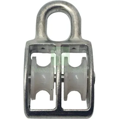 5PZ Puleggia Nylon Doppia Self Occhiolo Nichelato D.MM 80 — Minuteria metallica — rif. FERX.VIR7531578