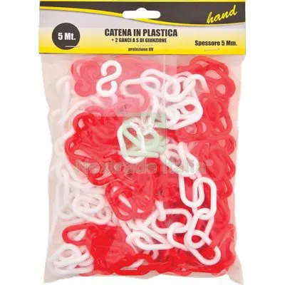 2PZ Catena Segnaletica Hand PLT Bianco/Rosso D.MM 5 MT 5 — Utensili e segnaletica — rif. FERX.VIR7535040