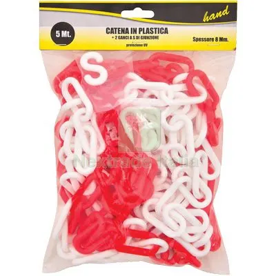 2PZ Catena Segnaletica Hand PLT Bianco/Rosso D.MM 8 MT 5 — Utensili e segnaletica — rif. FERX.VIR7535042
