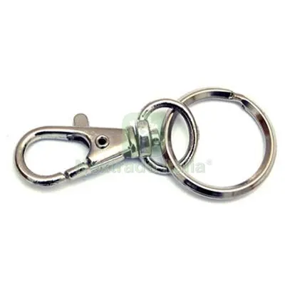 50PZ Moschettone Portachiave Mini Zama Nichelata + GIVOLARE+ANELLO MM 45 — Ganci, moschettoni e anelli — rif. FERX.VIR7555218