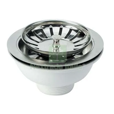 2PZ Pilettone Basket Lavello Inox PP/Inox 1"1/2F + Tappo Griglia Basket Diametro Pollici 1"1/2 — Sanitari e ceramiche — rif. FERX.VIR7706126 2PZ Pilettone Basket Lavello Inox PP/Inox 1"1/2F + Tappo Griglia Basket Diametro Pollici 1"1/2 — Sanitari e ceramiche — rif. FERX.VIR7706126