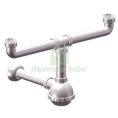 5PZ Sifone PP a Bottiglia 2 Vasche Bianco MM 40/32 1"1/4 Diametro Pollici 1"1/4 — Scarichi e sifoni — rif. FERX.VIR7706188