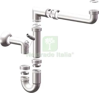 5PZ Sifone PP Salvaspazio 1 Vasca + 1 Attacco Bianco MM 40 1"1/2 Diametro Pollici 1"1/2 — Scarichi e sifoni — rif. FERX.VIR7706192