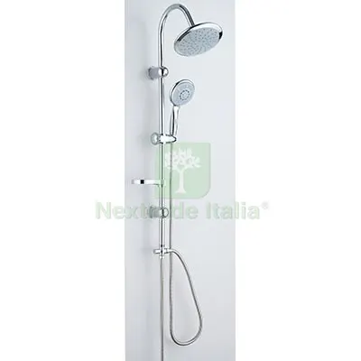 SALISCENDI SOFFIONE + DOCCETTA 5 GETTI EDERA EFFE ACCIAIO INOX TUBO MM 22 + FLEX CM 150 + D.MM 82 DIAMETRO POLLICI 1/2" — Rubinetti e valvole — rif. FERX.VIR7709520