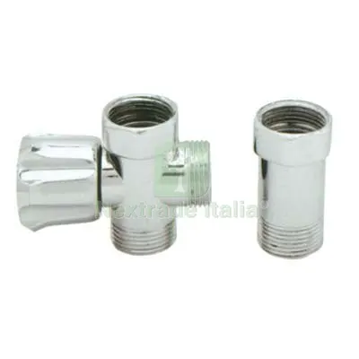 2PZ RUBINETTO A VITE 3 VIE X LAVATRICE + DISTANZIATORE OTTONE CROMATO 3/4MMF DIAMETRO POLLICI 3/4" — Minuteria metallica — rif. FERX.VIR7745250