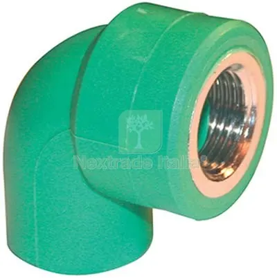 10PZ GOMITO PPR A SALDARE 90° FILETTO FEMMINA VERDE/OTTONE MM 20X1/2F DIAMETRO MMXPOLLICI 20x1/2" — Tubi e raccordi — rif. FERX.VIR7801078