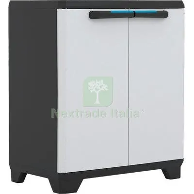 Armadio Basso 1 Ripiano Linear Keter PPL Grigio Nero 2 Ante CM 68X39 H.CM 90 CM 68x39x90 — Arredo — rif. FERX.VIR8130633