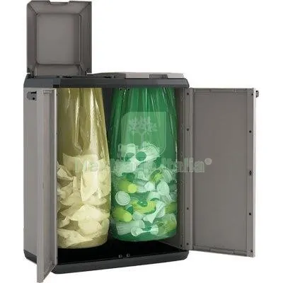 Armadietto Immondizia Split Recycling Keter Grigio Nero Ante 2 LT 110 CM 68X39 H.CM 85 CM 68x39x85 — Climatizzazione — rif. FERX.VIR8130638 Armadietto Immondizia Split Recycling Keter Grigio Nero Ante 2 LT 110 CM 68X39 H.CM 85 CM 68x39x85 — Climatizzazione — rif. FERX.VIR8130638