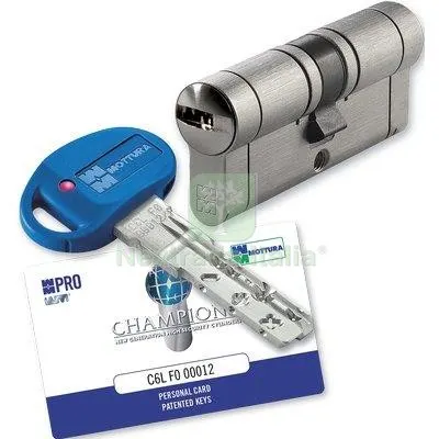 Cilindro Sagomato Champions Pro Hand Mottura Cromo Satinato Chiavi 5+1 MM 77 36+41 MM+MM 36+41 — Serrature e cilindri — rif. FERX.VIR8212410