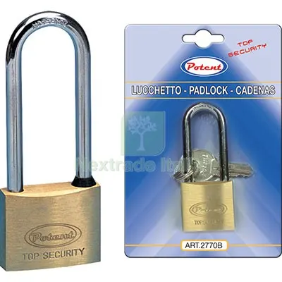 12PZ Lucchetto Arco Lungo 2700B Potent Ottone Arco Cromato Chiavi 2 MM 30X41 Luce MM 41 — Lucchetti e catene — rif. FERX.VIR8212837
