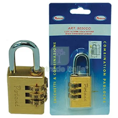 Lucchetto a Combinazione 9000 Potent Ottone Arco Cromato MM 40 Luce MM 26 — Lucchetti e catene — rif. FERX.VIR8212848