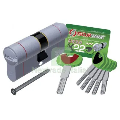 CILINDRO SAGOMATO EVO K22 TOP SECUREMME OTT.NICH.SATIN CHIAVI 5 MM 117 46+71 MM+MM 46+71 — Serrature e cilindri — rif. FERX.VIR8212980