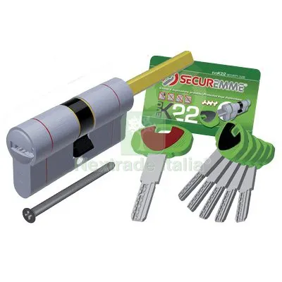 Cilindro Sagomato EVO K22 TOP Pomolo Securemme OTT.NICH.SATIN Chiavi 5 MM 82 31+51 MM+MM 31+51 — Serrature e cilindri — rif. FERX.VIR8212992