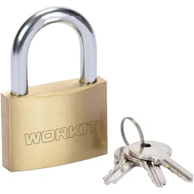 6PZ LUCCHETTO WORKIT OTTONE ARCO CROMATO CHIAVI 3 MM 40 — Lucchetti e catene — rif. FERX.VIR8220253