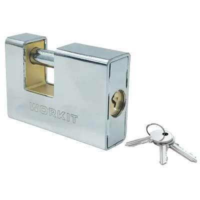 6PZ Lucchetto Antiscasso Corazzato Workit Ottone Acciaio Cromato Chiavi 3 MM 80 — Lucchetti e catene — rif. FERX.VIR8220285 6PZ Lucchetto Antiscasso Corazzato Workit Ottone Acciaio Cromato Chiavi 3 MM 80 — Lucchetti e catene — rif. FERX.VIR8220285
