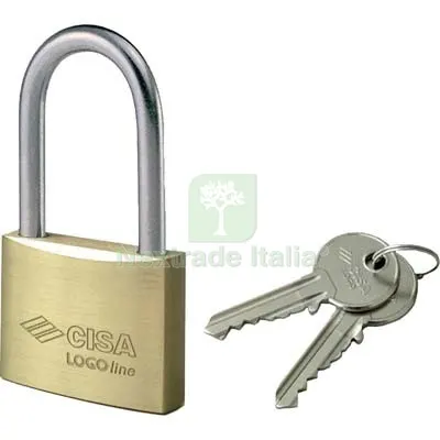 6PZ LUCCHETTO ARCO LUNGO 21011 LOGO OTTONE ARCO CROMATO CHIAVI 2 MM 30X24 LUCE MM 24 — Lucchetti e catene — rif. FERX.VIR8236130