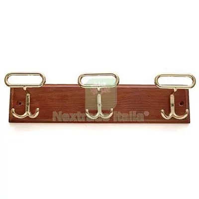 Appendiabiti a Muro Leonzio Legno Noce Acciaio Oro Posti 3 CM 32 — Casalinghi e organizzazione — rif. FERX.VIR8300032 Appendiabiti a Muro Leonzio Legno Noce Acciaio Oro Posti 3 CM 32 — Casalinghi e organizzazione — rif. FERX.VIR8300032