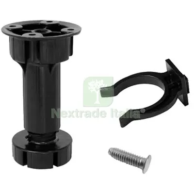 5CF Piedino Mobili Regolabile ABS Asta Tonda D.MM 29 H.CM 12/15 +CLIP +VITE CF=PZ 4 H MM 120/150 — Viti — rif. FERX.VIR8307023 5CF Piedino Mobili Regolabile ABS Asta Tonda D.MM 29 H.CM 12/15 +CLIP +VITE CF=PZ 4 H MM 120/150 — Viti — rif. FERX.VIR8307023