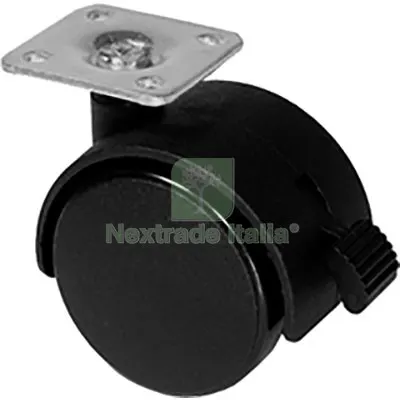 20PZ Ruota x Mobili Doppia + Fermo Nylon Nero D.MM 40 KG 30 P.MM 38X38 MM 40x54 — Ferramenta per legno e mobili — rif. FERX.VIR8323019