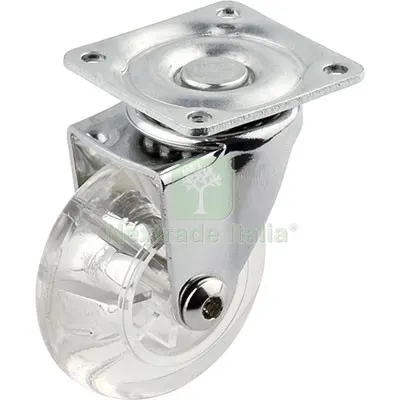 12PZ Ruota a Forcella Girevole Trasparente A/Zincr/Gomma Trasparente D.MM 50X21 P.MM 42X42 MM 50x65 — Misurazione e taglio manuale — rif. FERX.VIR8323027 12PZ Ruota a Forcella Girevole Trasparente A/Zincr/Gomma Trasparente D.MM 50X21 P.MM 42X42 MM 50x65 — Misurazione e taglio manuale — rif. FERX.VIR8323027