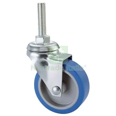 4PZ Ruota a Forcella Girevole Perno Filettato 221B AVO A/Zincr/Gomma Blu F.MA 8X30 D.MM 50X18 KG 20 Mxmm 8x30 — Bulloni, dadi e rondelle — rif. FERX.VIR8323288