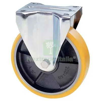 Ruota a Forcella su Piastra 22A AVO A/ZINCR/POL.GIAL D/Ghisa D.MM 150X30 P.MM 100X85 KG 200 — Ferramenta per legno e mobili — rif. FERX.VIR8323416 Ruota a Forcella su Piastra 22A AVO A/ZINCR/POL.GIAL D/Ghisa D.MM 150X30 P.MM 100X85 KG 200 — Ferramenta per legno e mobili — rif. FERX.VIR8323416