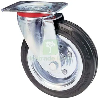 Ruota a Forcella Girevole 80 AVO A/Zincr/Gomma Nera D.MM 200X50 P.MM 140X110 KG 205 — Ferramenta per legno e mobili — rif. FERX.VIR8323440 Ruota a Forcella Girevole 80 AVO A/Zincr/Gomma Nera D.MM 200X50 P.MM 140X110 KG 205 — Ferramenta per legno e mobili — rif. FERX.VIR8323440
