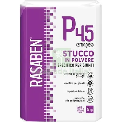 4PZ Stucco Polvere Cartongesso P45 K2 Rasaben KG 5 Specifico Giunti — Isolanti e reti — rif. FERX.VIR8340077