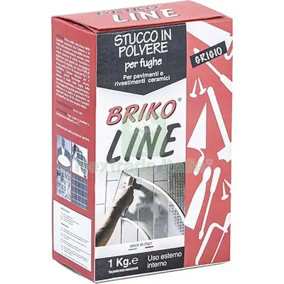 12PZ Stucco Fughe Maioliche Briko Line Grigio KG 1 Colore Grigio — Stucchi e rasanti — rif. FERX.VIR8340097 12PZ Stucco Fughe Maioliche Briko Line Grigio KG 1 Colore Grigio — Stucchi e rasanti — rif. FERX.VIR8340097