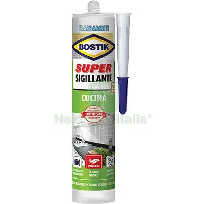 2PZ SILICONE SUPER SIGILLANTE CUCINA BOSTIK TRASPARENTE ML 300 — Adesivi e sigillanti — rif. FERX.VIR8389604