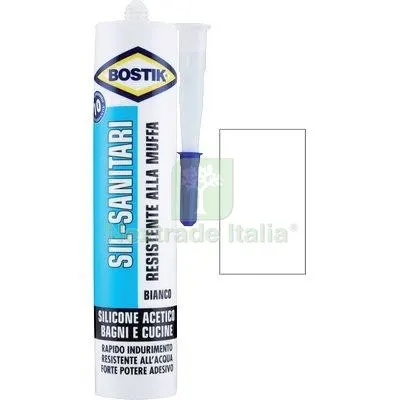 24PZ SILICONE ACETICO SIL SANITARI BOSTIK BIANCO RAL 9010 ML 280 Colore Bianco — Adesivi e sigillanti — rif. FERX.VIR8389654