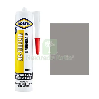 24PZ SILICONE ACRILICO AC EDILIZIA BOSTIK GRIGIO VERNICIABILE ML 300 Colore Grigio — Adesivi e sigillanti — rif. FERX.VIR8389662