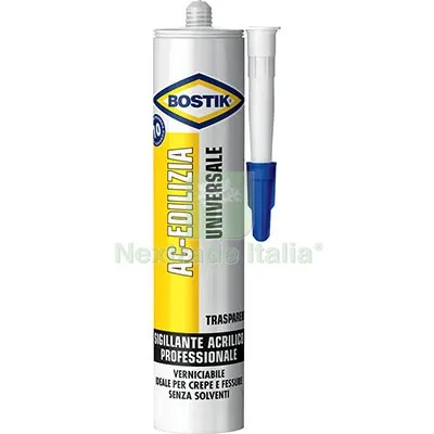 12PZ SILICONE ACRILICO AC EDILIZIA BOSTIK TRASPARENTE VERNICIABILE ML 300 Colore Trasparente — Adesivi e sigillanti — rif. FERX.VIR8389663