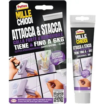 12PZ Pattex Millechiodi Attacca e Stacca GR 44 — Chiodi e graffe — rif. FERX.VIR8390318
