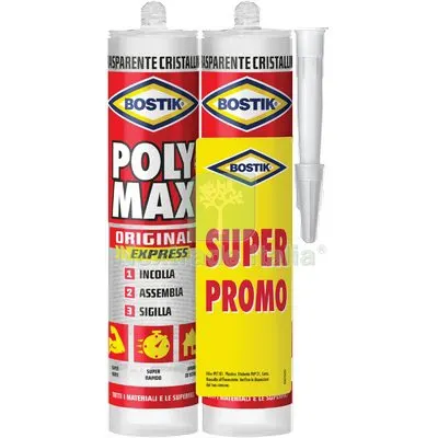 Bostik Polymax Original Express Bipack Trasparente GR 300 CF=PZ 2 — Adesivi e sigillanti — rif. FERX.VIR8390920 Bostik Polymax Original Express Bipack Trasparente GR 300 CF=PZ 2 — Adesivi e sigillanti — rif. FERX.VIR8390920