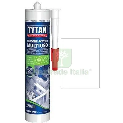 24PZ SILICONE ACETICO UNIVERSALE TYTAN BIANCO ML 280 Colore Bianco — Adesivi e sigillanti — rif. FERX.VIR8396911 24PZ SILICONE ACETICO UNIVERSALE TYTAN BIANCO ML 280 Colore Bianco — Adesivi e sigillanti — rif. FERX.VIR8396911