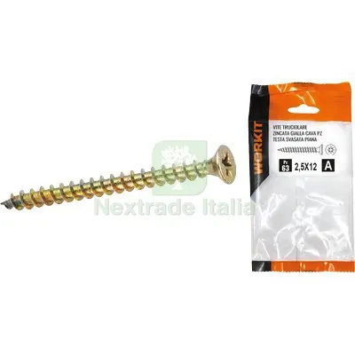 5CF VITE TRUCIOLARE TSP ZINCATA GIALLA SELF WORKIT CAVA PZ FILETTO INTERO MM 2,5X20 CF=PZ 50 — Pannelli e tavole in legno — rif. FERX.VIR9000102