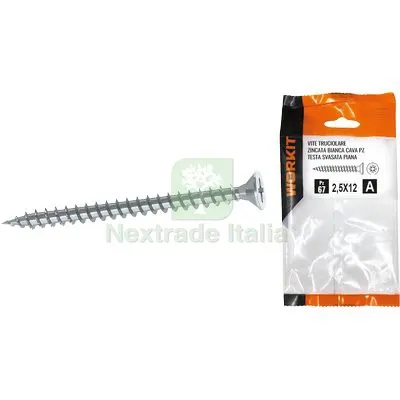 5CF VITE TRUCIOLARE TSP ZINCATA BIANCA SELF WORKIT CAVA PZ FILETTO INTERO MM 4,0X18 CF=PZ 43 — Pannelli e tavole in legno — rif. FERX.VIR9000169