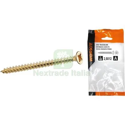 5CF VITE TRUCIOLARE TSP OTTONATA SELF WORKIT CAVA PZ FILETTO INTERO MM 3,5X20 CF=PZ 33 — Pannelli e tavole in legno — rif. FERX.VIR9000213