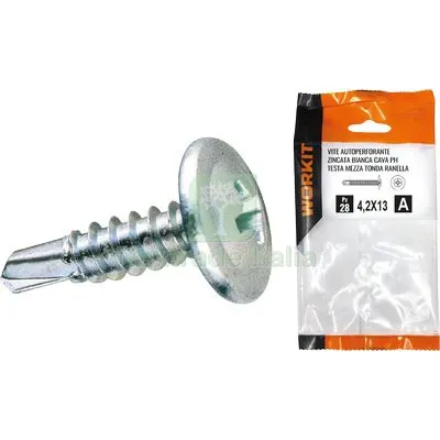 5CF Vite Autoperforante TMT Ranellata Self Workit Zincata Bianca Cava PH MM 4,8X25 CF=PZ 16 — Viti — rif. FERX.VIR9000297