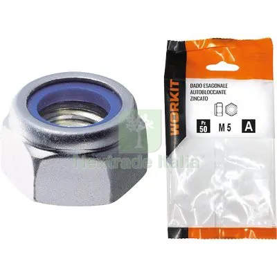 5CF DADO ESAGONALE AUTOBLOCCANTE ALTO SELF WORKIT ZINCATO M 10 CF=PZ 8 — Bulloni, dadi e rondelle — rif. FERX.VIR9000503